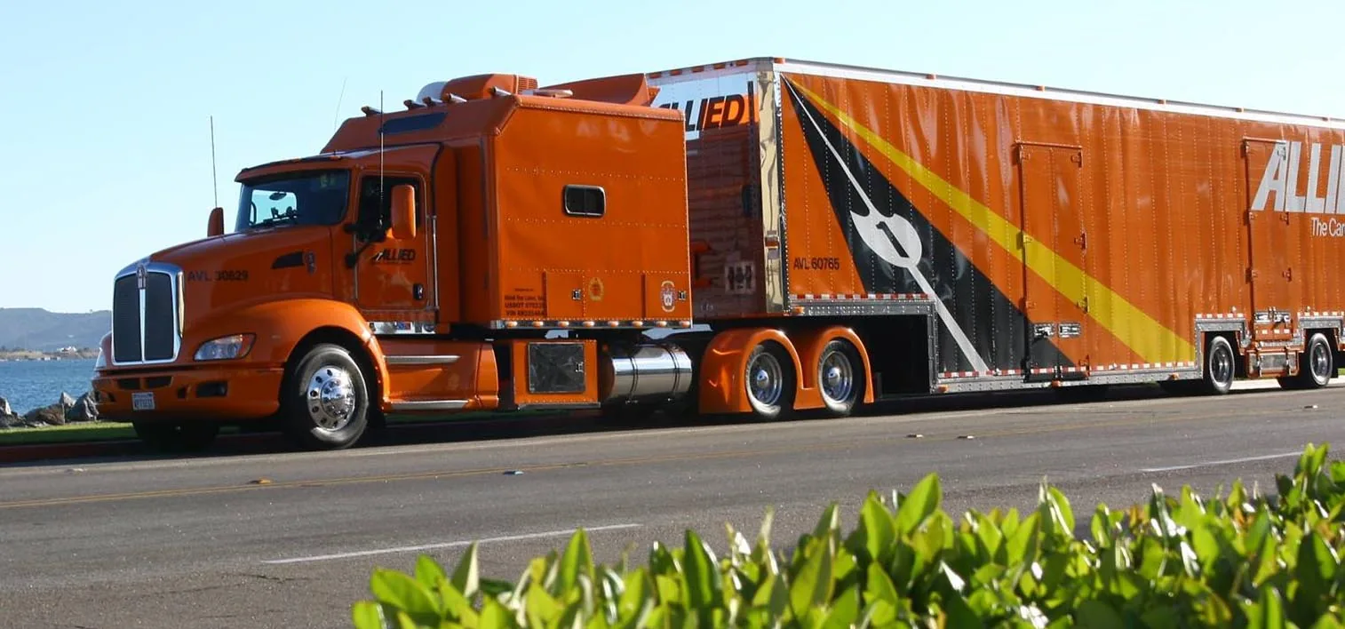 Allied Van Lines tractor-trailer on the highway carrying a long-distance shipment